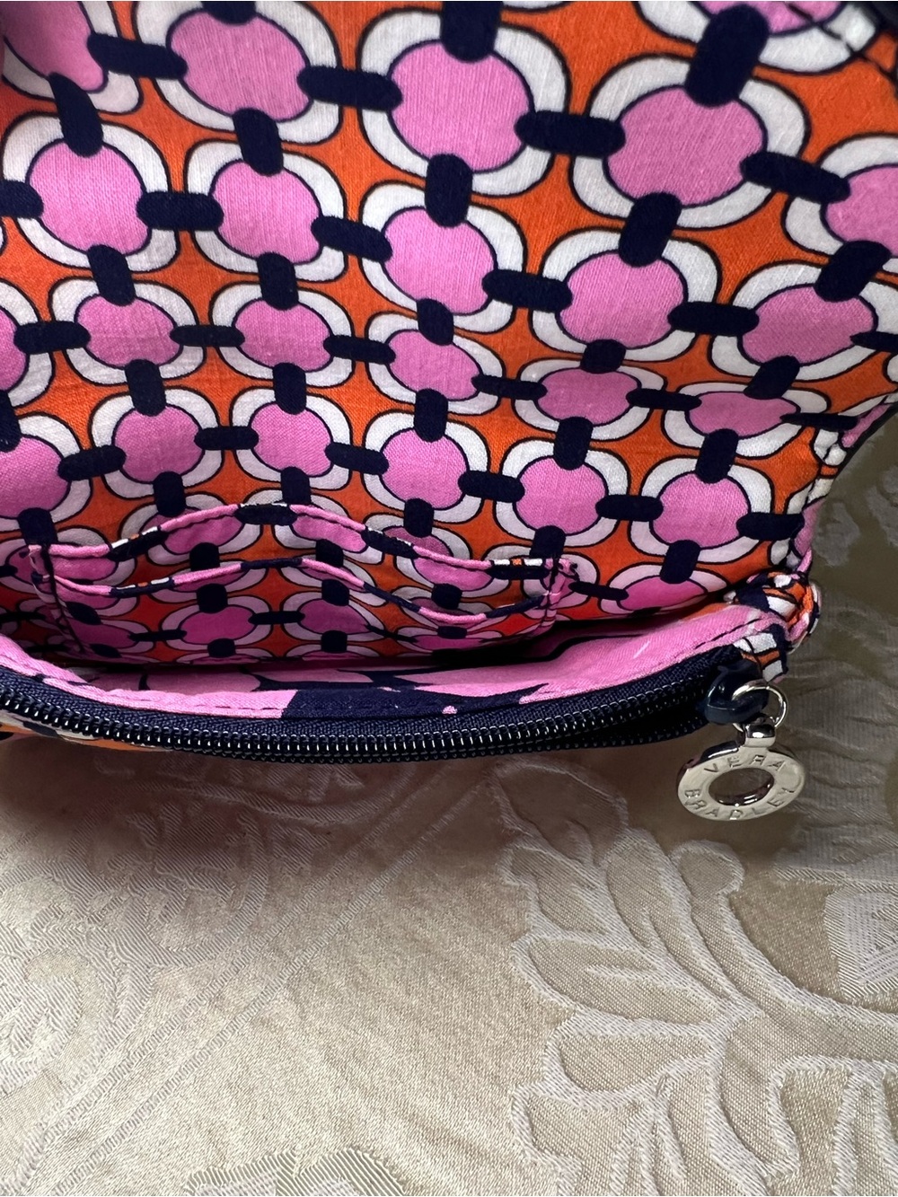 Retired Vera Bradley Loves Me Ruffle Tote Shoulder Bag & Matching Wristlet Set - Picture 4 of 11
